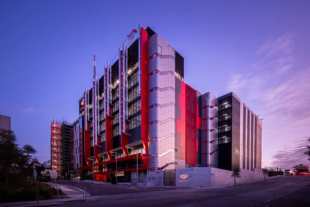 Hyperscale data centre at dusk